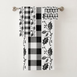 Conjunto De Toalhas Xadrez russa negra e branca inverno