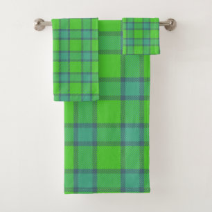 Conjunto De Toalhas Xadrez Tarta Azul e Verde do Clã Davidson