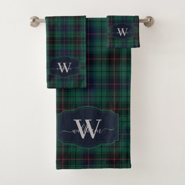 Conjunto De Toalhas Xadrez Tartan Escocês Tradicional do Clã Davidson  (Insitu)
