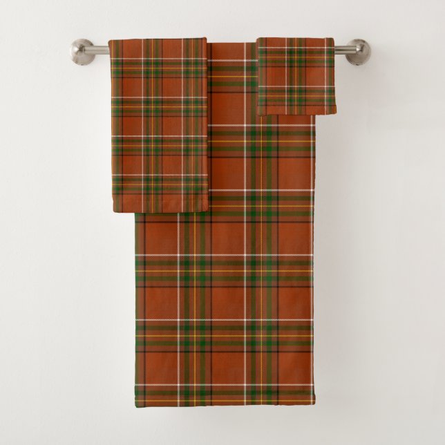 Conjunto De Toalhas Xadrez Terroso Marrom Tartan  (Insitu)