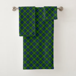 Conjunto De Toalhas xadrez verde azul Muir Moore tartan