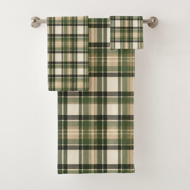 Conjunto De Toalhas Xadrez Verde Floresta Silvestre (Insitu)