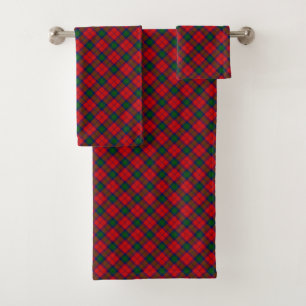 Conjunto De Toalhas Xadrez verde-vermelha Lindsay tartan