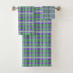 Conjunto De Toalhas Xadrez Verificada As Faixa Verde De Tartan Em Roxo