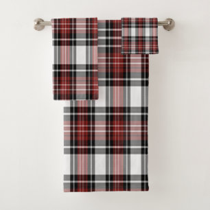 Conjunto De Toalhas Xadrez Vermelha E Preta
