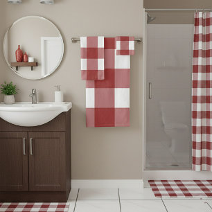 Conjunto De Toalhas Xadrez vermelho e branco