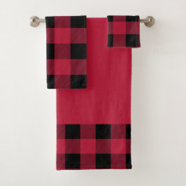 Conjunto De Toalhas Xadrez Vermelho Vintage de Búfalo