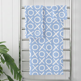 Conjunto De Toalhas XOXO Hugs & Kisses Monogrammed Name Blue Modern