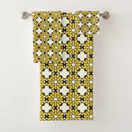 Conjunto De Toalhas Yellow and black geometric pattern 
