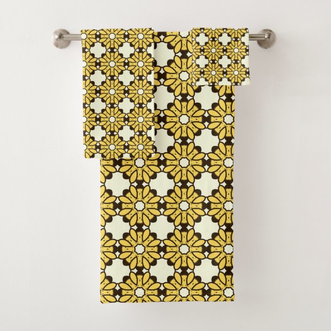 Conjunto De Toalhas Yellow and black geometric pattern  (Insitu)