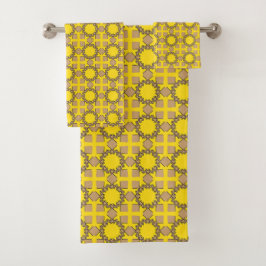 Conjunto De Toalhas Yellow and brown geometric pattern 