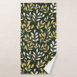 Conjunto De Toalhas Yellow and Cream Leafy Branches Pattern 