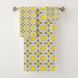 Conjunto De Toalhas Yellow and green geometric pattern 