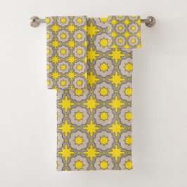 Conjunto De Toalhas Yellow and green geometric pattern 