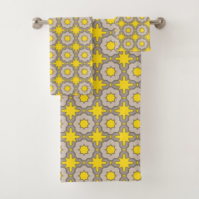 Conjunto De Toalhas Yellow and green geometric pattern  (Insitu)