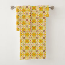 Yellow and white patterned floral 