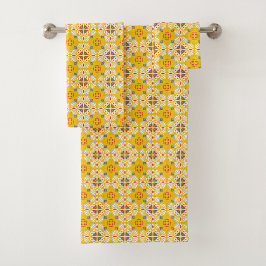 Conjunto De Toalhas Yellow and white patterned floral 