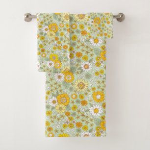 Conjunto De Toalhas Yellow Floral Garden Pattern