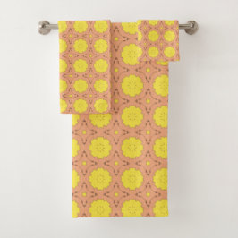 Conjunto De Toalhas Yellow floral geometric patterned 