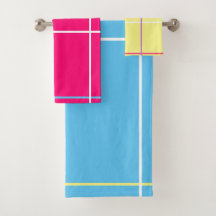 Yellow Pink Blue White Stripes