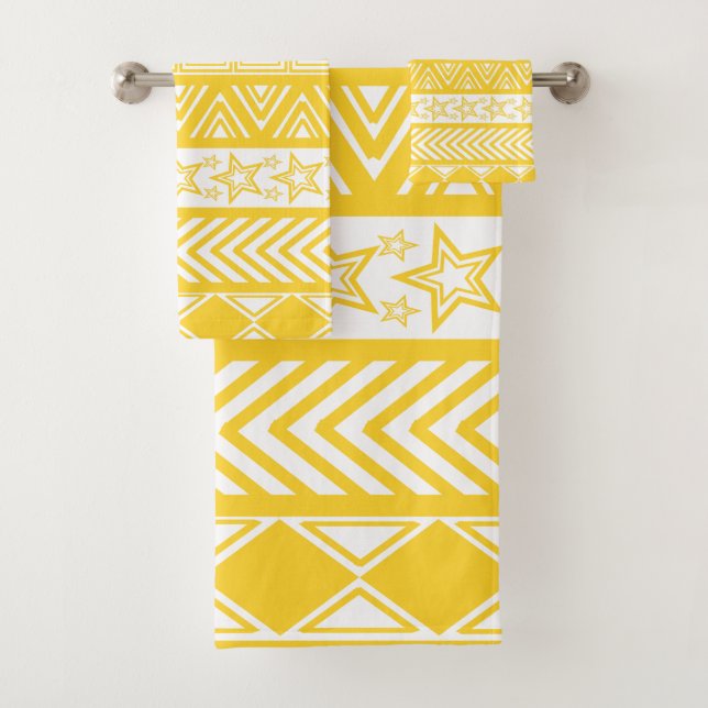 Conjunto De Toalhas Yellow Tribal Design (Insitu)