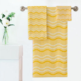 Conjunto De Toalhas Yellow Wave Pattern Towel