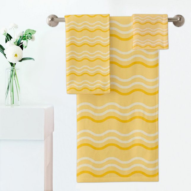 Conjunto De Toalhas Yellow Wave Pattern Towel (Criador carregado)