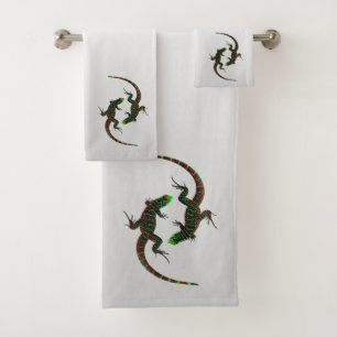 Conjunto De Toalhas Yin Yang Lizards Silver