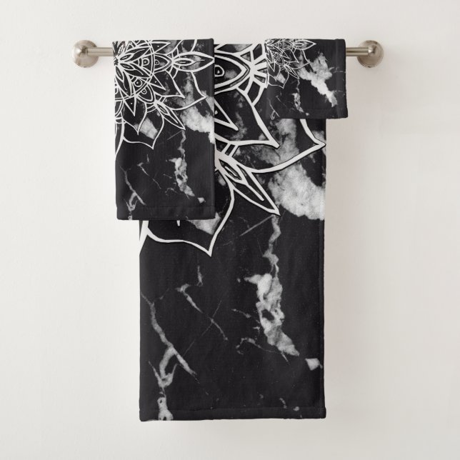 Conjunto De Toalhas Yin Yang Mandala no Marble #1 (Insitu)