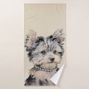 Conjunto De Toalhas Yorkshire Terrier Puppy Pintura Original