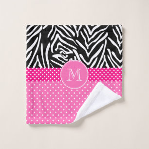 Conjunto De Toalhas Zebra do monograma com teste padrão de bolinhas d