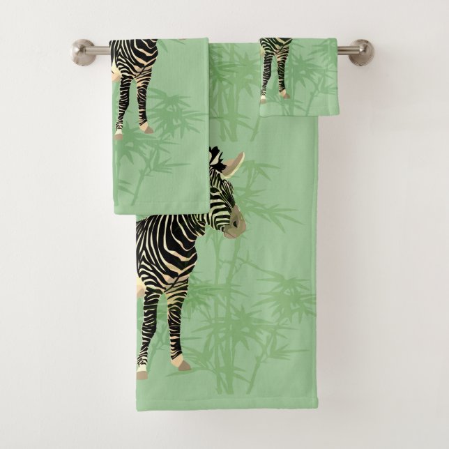 Conjunto De Toalhas Zebra exótica com bambu (Insitu)