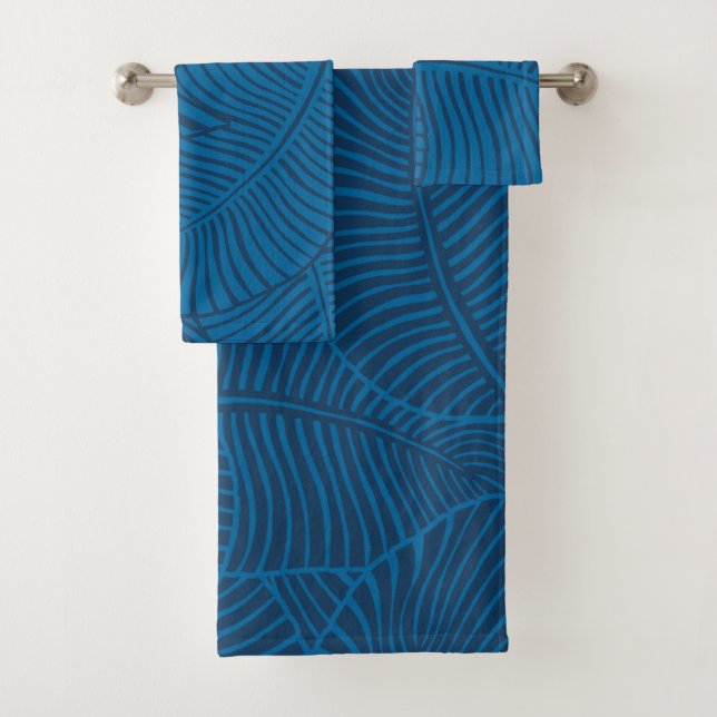 Conjunto De Toalhas Zebra Palm havaiano - Azul Denim Tropical (Insitu)