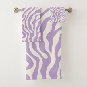 Conjunto De Toalhas Zebra Stripes Púrpura Roxo Impressão Animal Selv