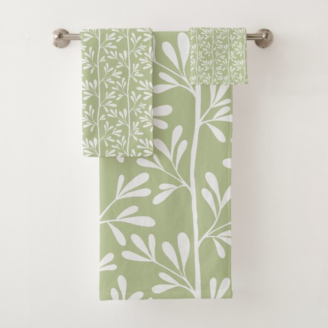 Conjunto De Toalhas Zen Garden Stems XL minimal botanic pistache green (Insitu)