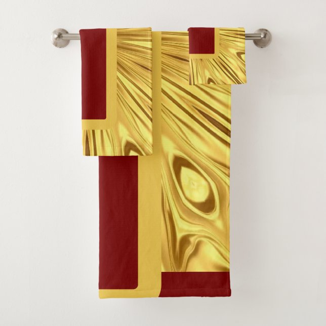 Conjunto De Toalhas Zenith Dourado: Redemoinho Opulento | Luxo Ouro Ca (Insitu)