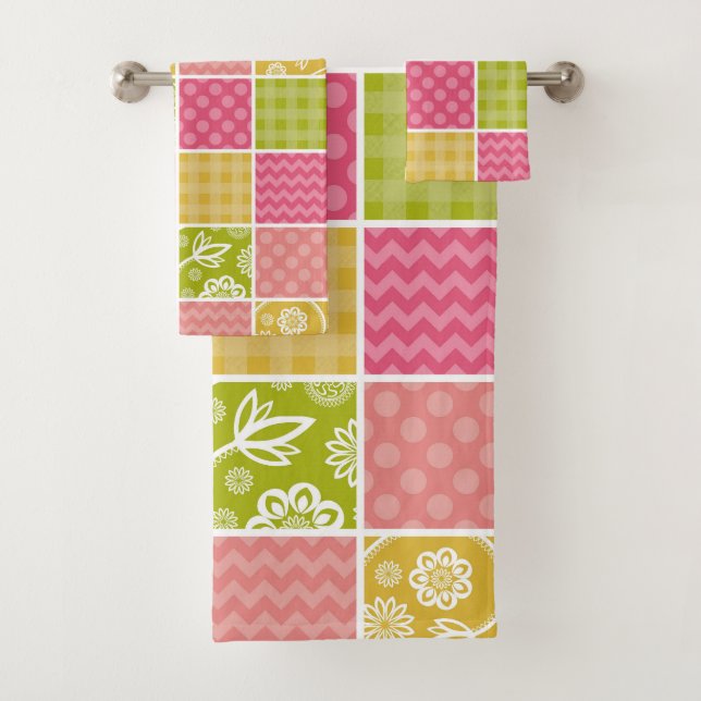 Conjunto De Toalhas Zigzag, Chevron, Bolinhas, Gingham, Patchwork (Insitu)