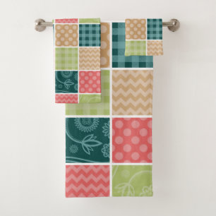 Conjunto De Toalhas Zigzag, Chevron, Gingham, Bolinhas, Patchwork