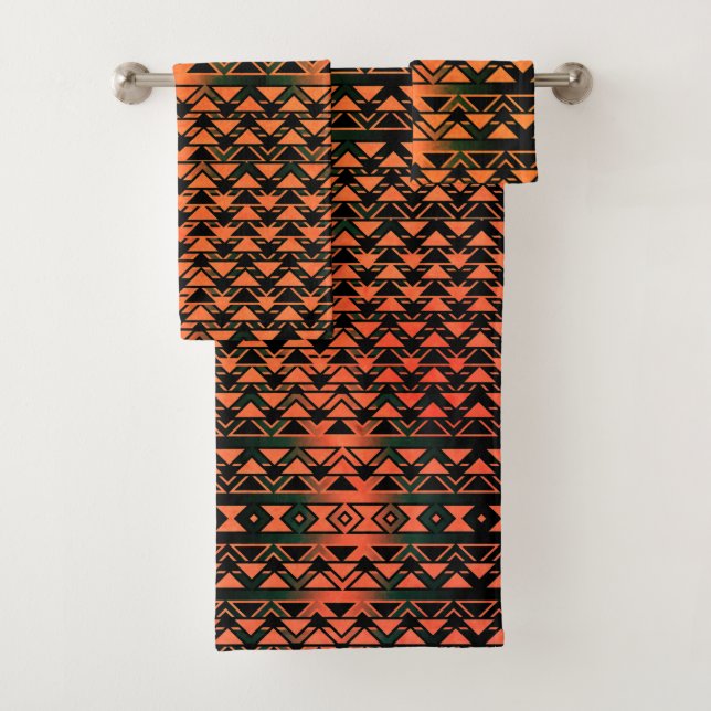 Conjunto De Toalhas ZigZag triângulos sobre sépia gradiente, salmão de (Insitu)