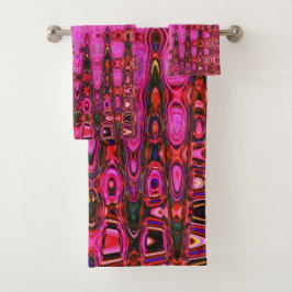 Conjunto De Toalhas Zigzags Retro Atômico Preto e Cor-de-Abstrato lega
