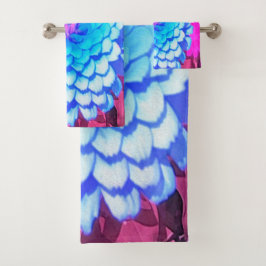 Conjunto De Toalhas Zinnia Azul bonito no Jardim de Verão Roxo