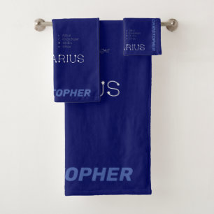 Conjunto De Toalhas Zodiac Constelação Aquarius