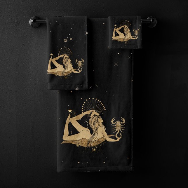 Conjunto De Toalhas Zodiac Goddese | Astrologia de Escorpião Cósmico D (Criador carregado)