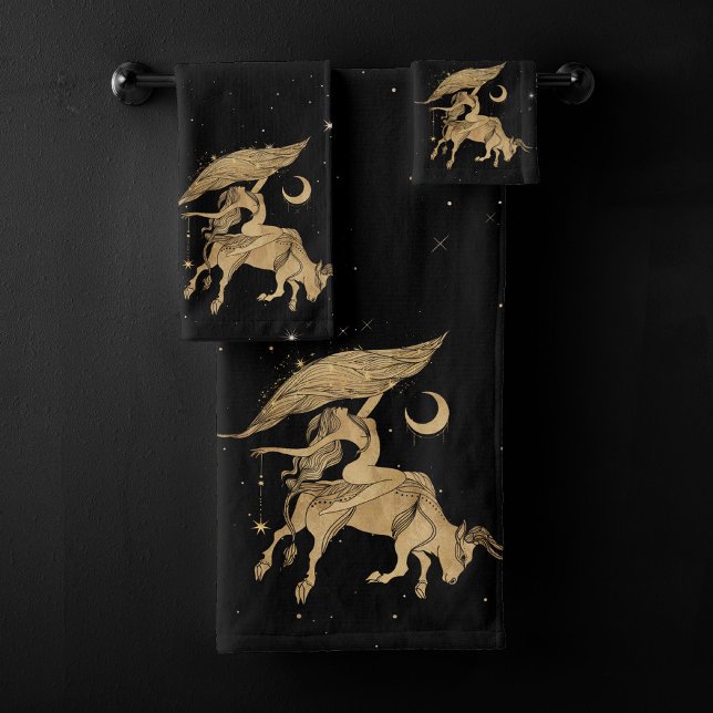 Conjunto De Toalhas Zodiac Goddese | Astrologia de Taurus Dourados Cós (Criador carregado)