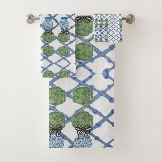 Conjunto de torres de banho de gengibre branco azu (Insitu)