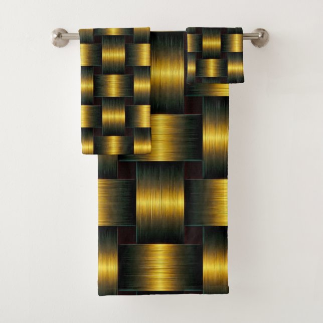 Conjunto Dourado de toalhas de banho preto metálic (Insitu)