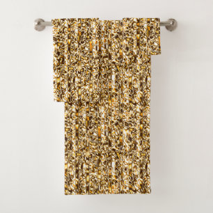 Conjunto Dourado de Toalhas de Chita Impressão