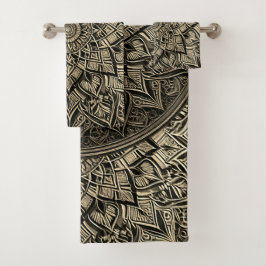 Conjunto Dourado de toalhas de Mandala