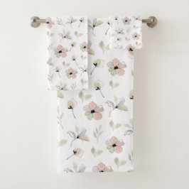 Conjunto Floral de Design para Toalhas Modern Boho