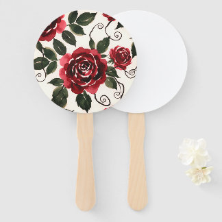 Conjunto Floral de Leques de Rosas Vermelhas Escur